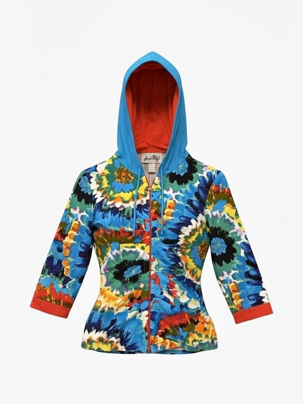 Joseph Ribkoff Kids Abstract Hooded Jacket in Blue & Multicolor